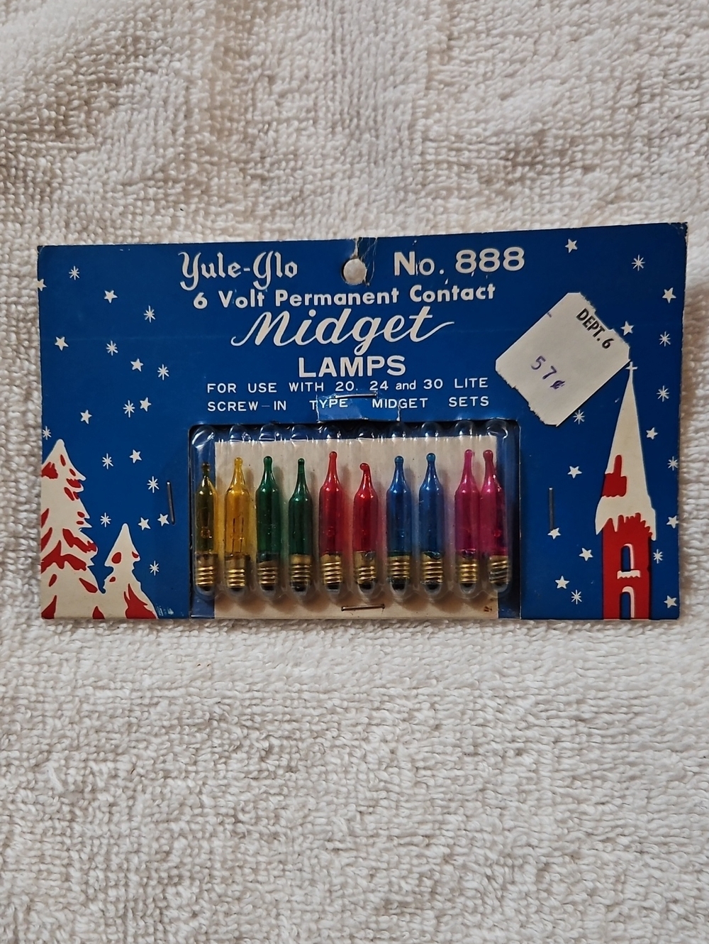 Vintage Yule-Glo No. 888 6-Volt Midget Lamps Christmas Light Bulbs New NOS
